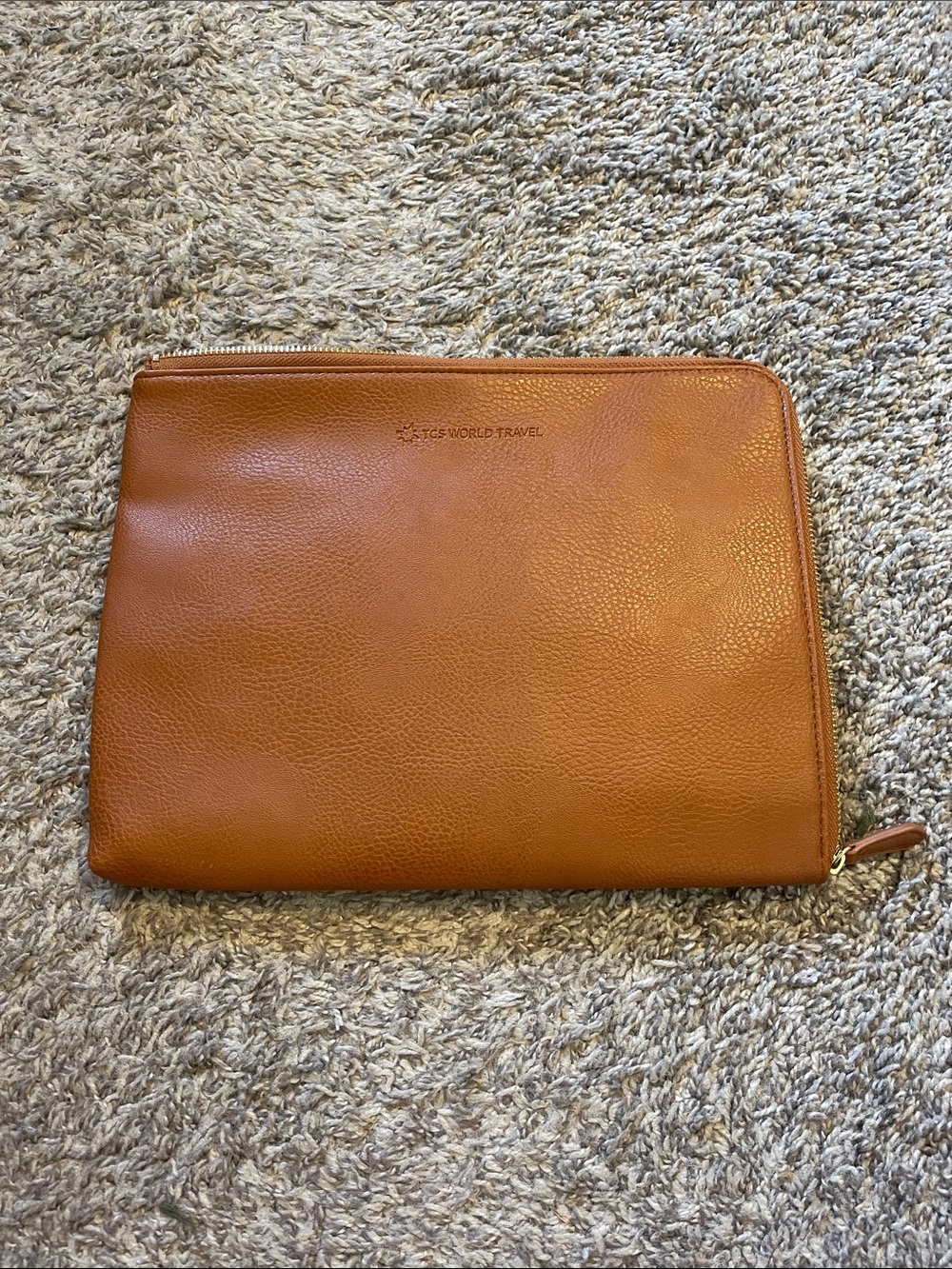 TCS World Travel Tan Leather Travel Pouch
